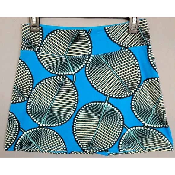 Patagonia Common Threads Mini Skirt Womens Small Blue Palm Leaf Stretches - Picture 1 of 7